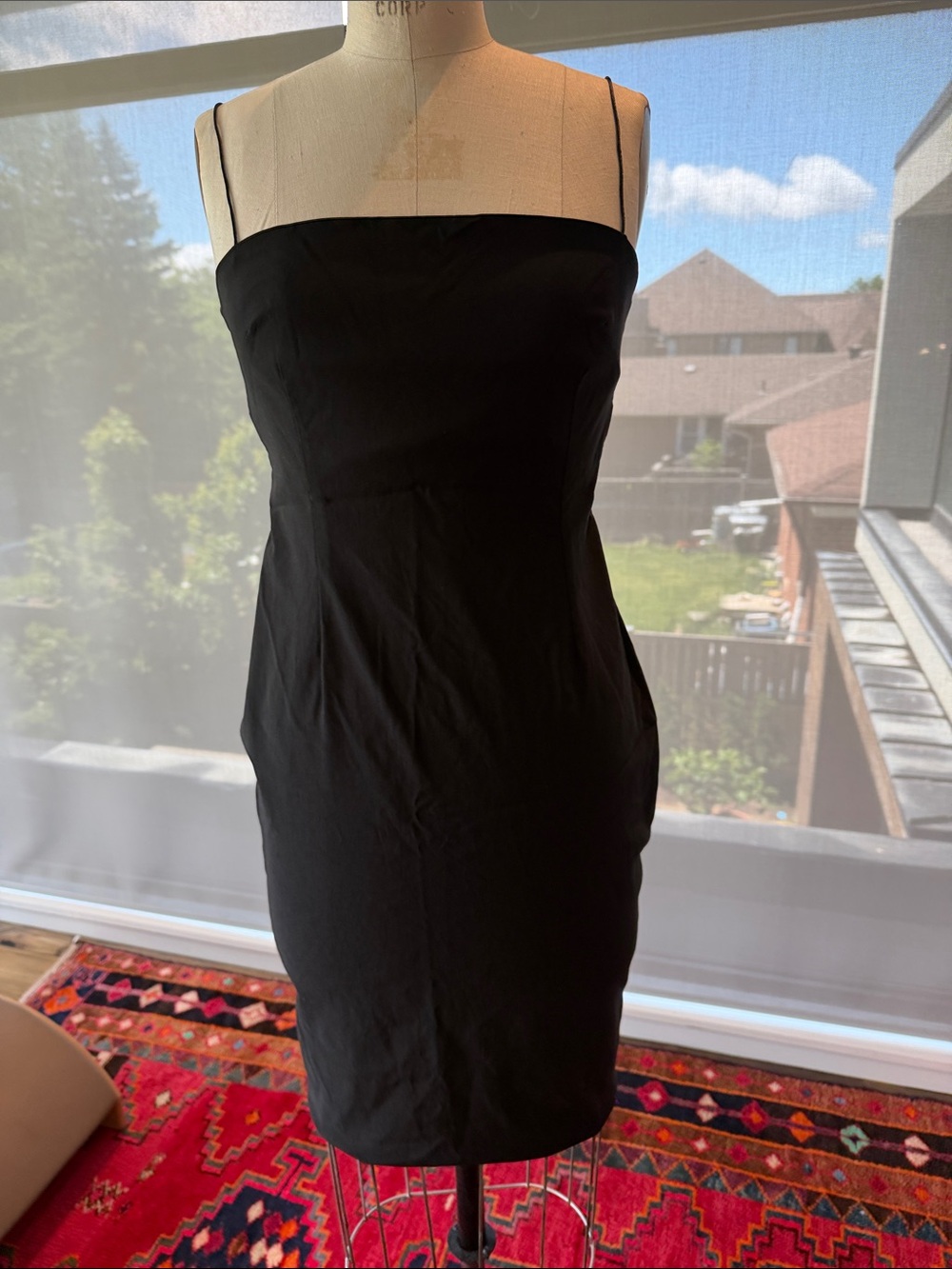 Chic Black Spaghetti-Strap Midi Dress